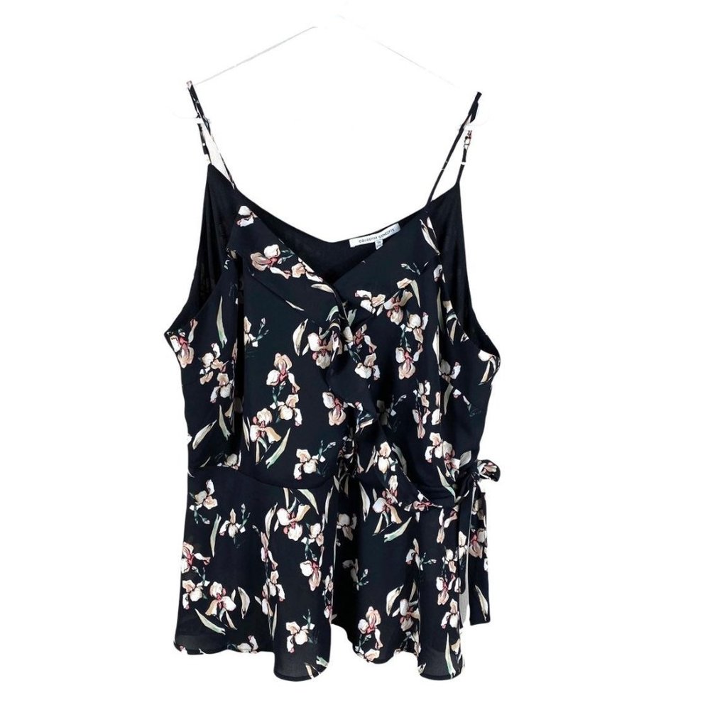 Stitch fix collective concepts black floral side tie blouse women's 3x